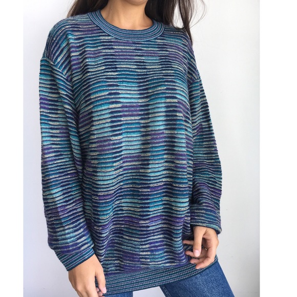 Vintage Missoni striped wool mohair knit sweater L - Picture 6 of 8